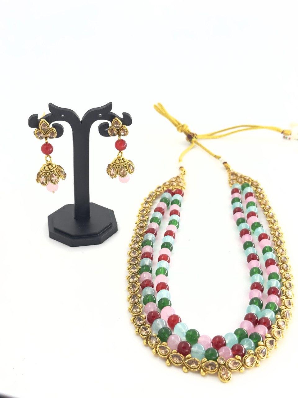 Multicolour gold plated jewellery set
