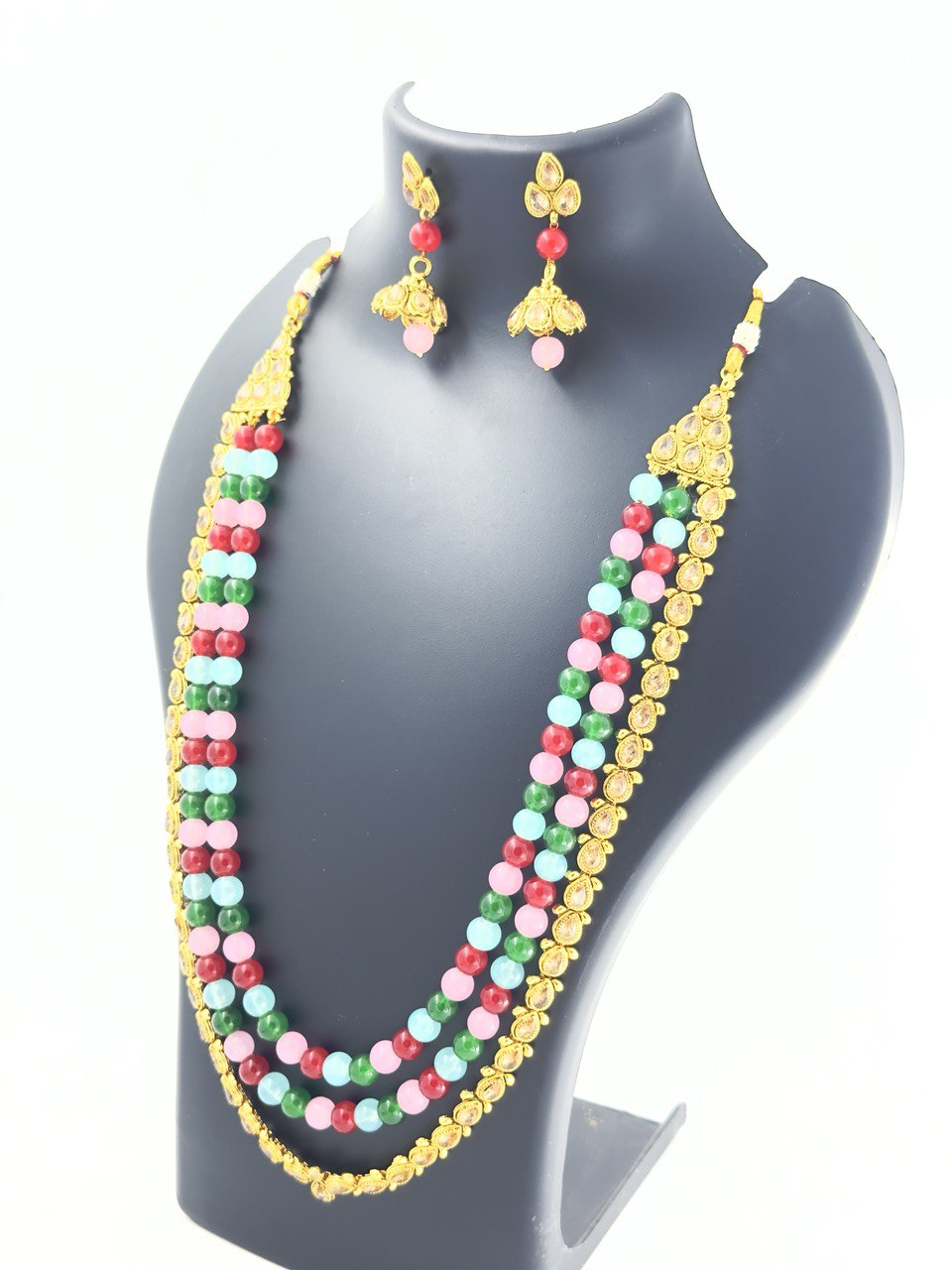 Multicolour gold plated jewellery set