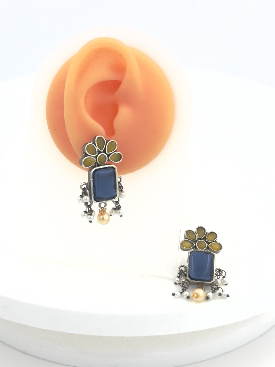 Multicolour oxidised german silver Antique studs
