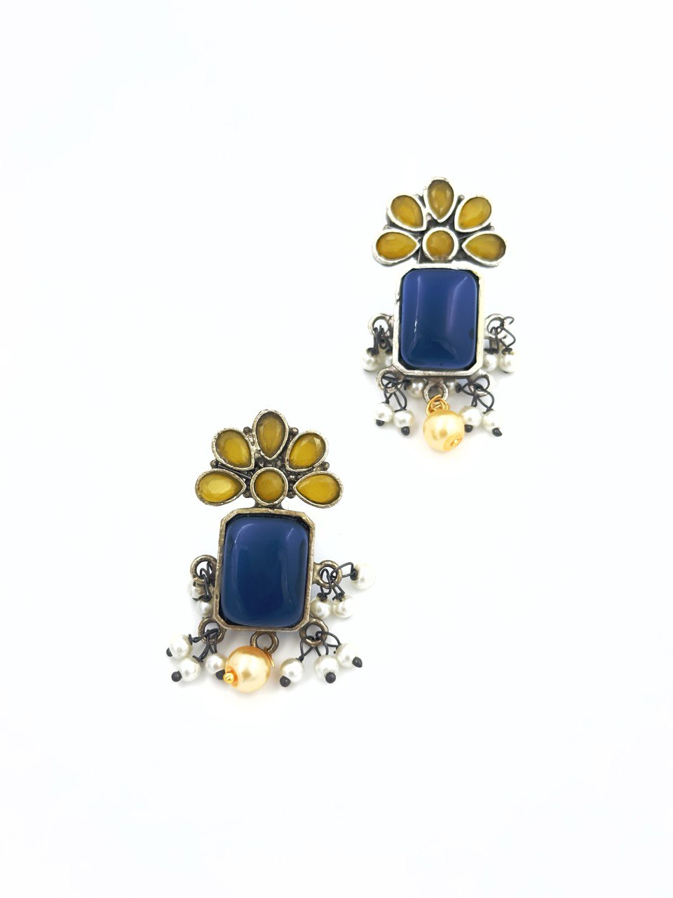 Multicolour oxidised german silver Antique studs