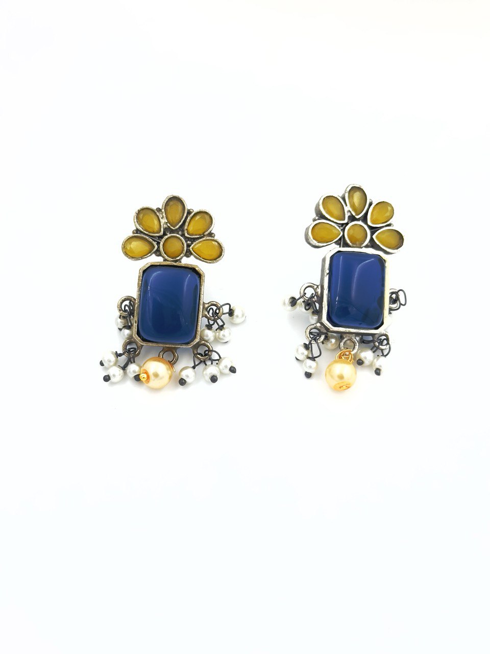 Multicolour oxidised german silver Antique studs