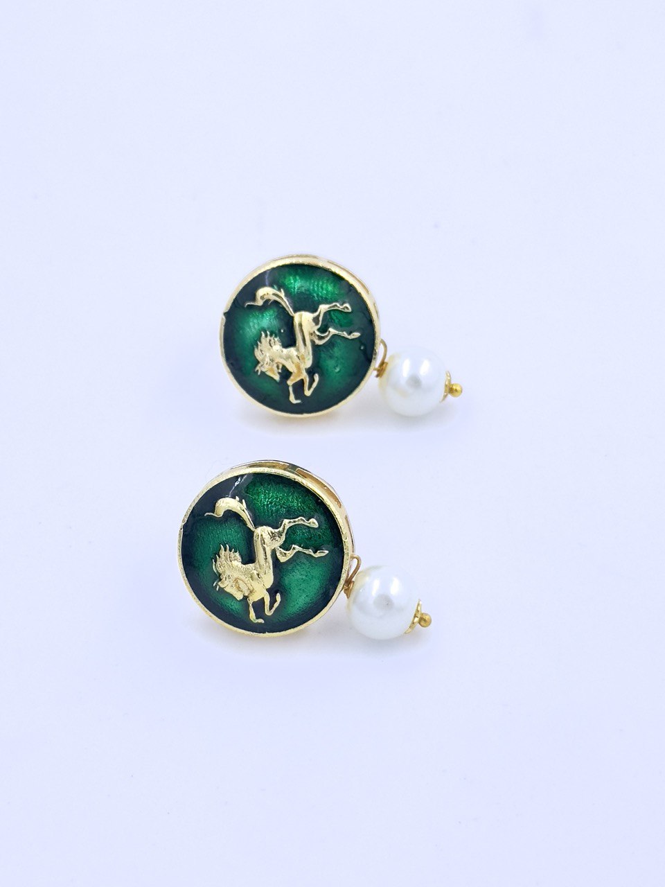 Green Meenakari Studs