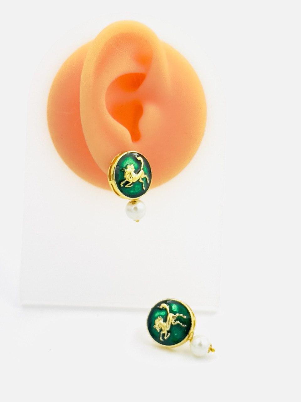 Green Meenakari Studs