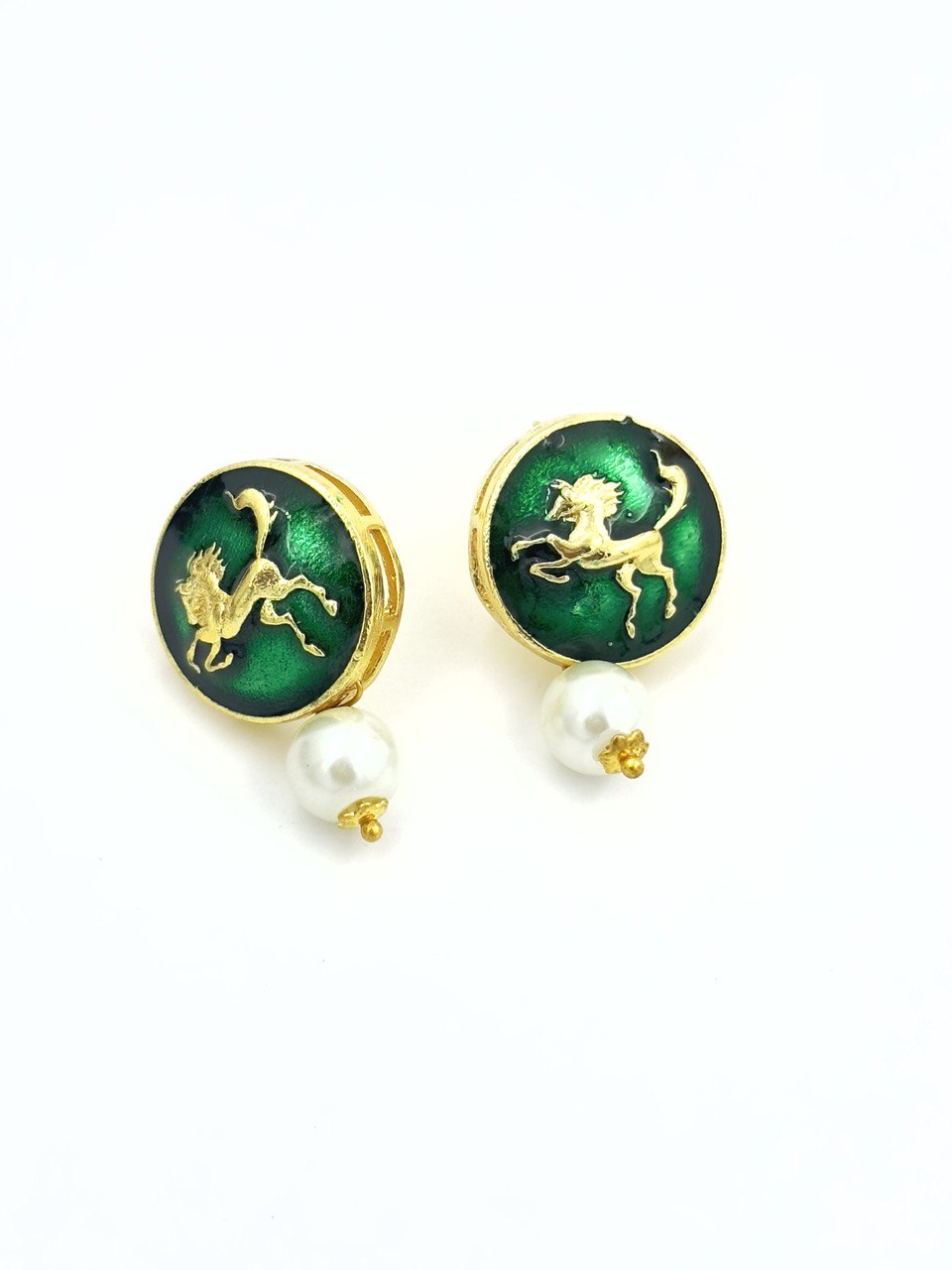 Green Meenakari Studs