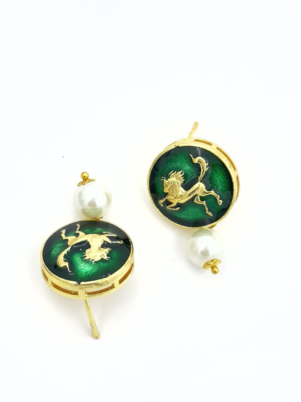 Green Meenakari Studs