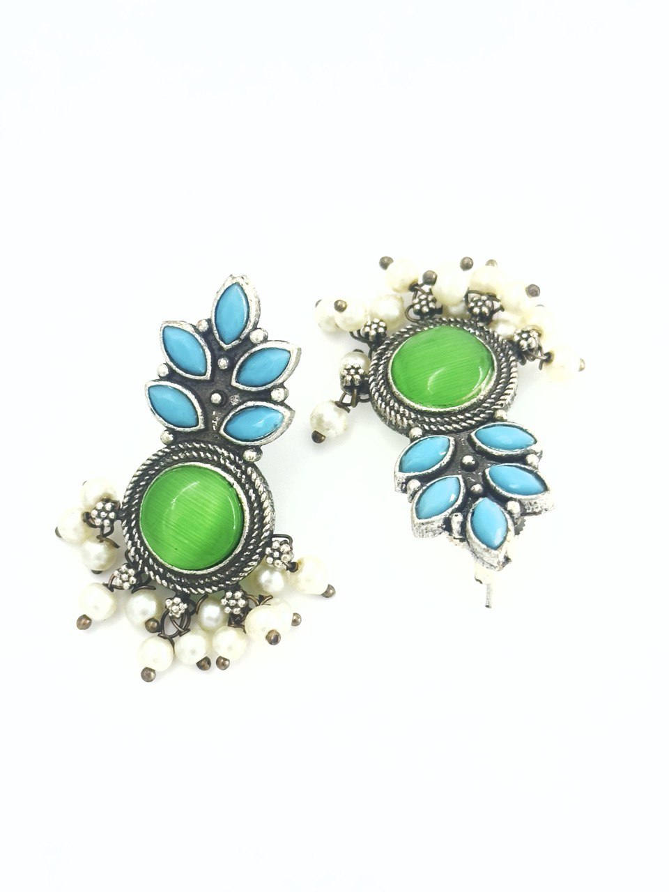 Multicolour oxidised german silver dangler