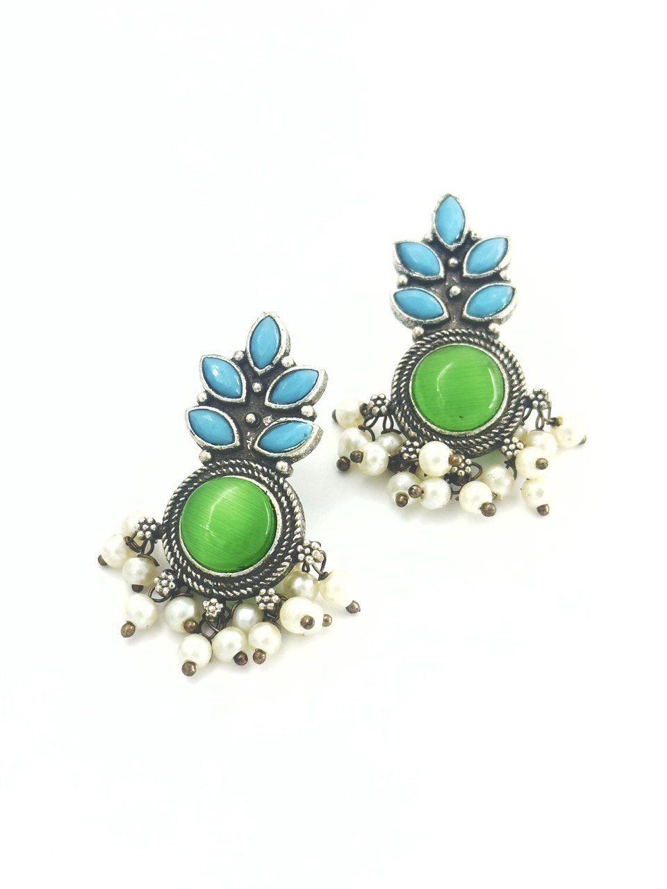 Multicolour oxidised german silver dangler