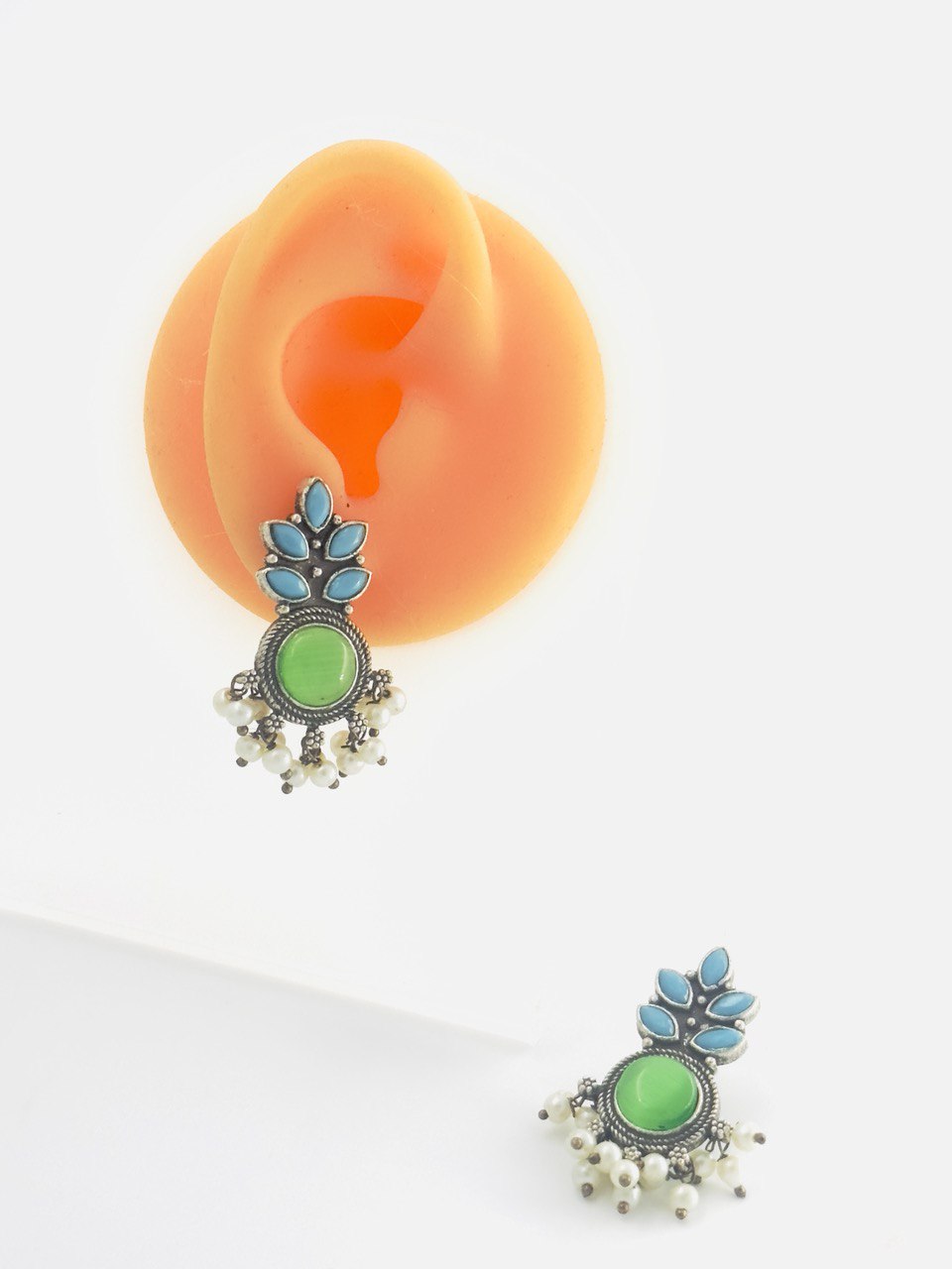 Multicolour oxidised german silver dangler