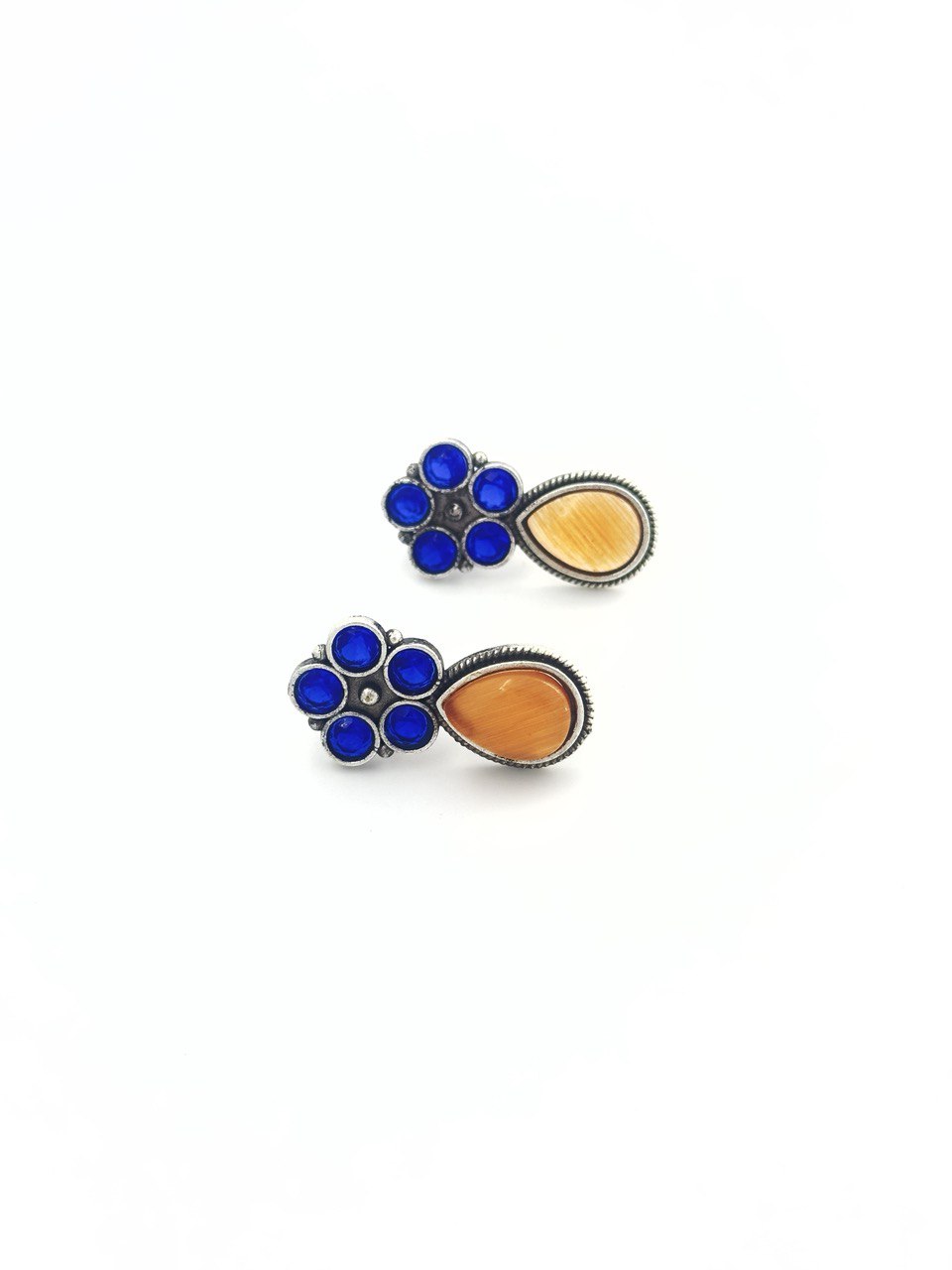 Orange oxidised german silver studs