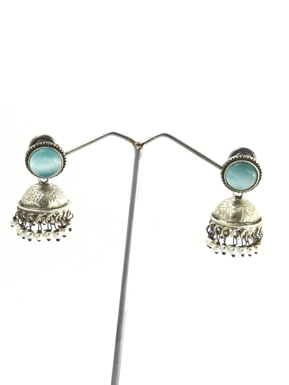 Blue Antique Jhumkis