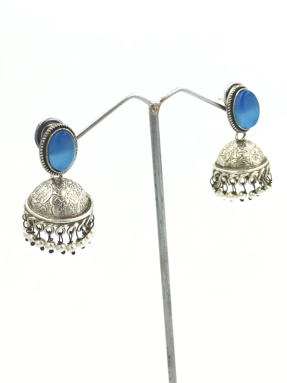 Blue Antique Jhumkis