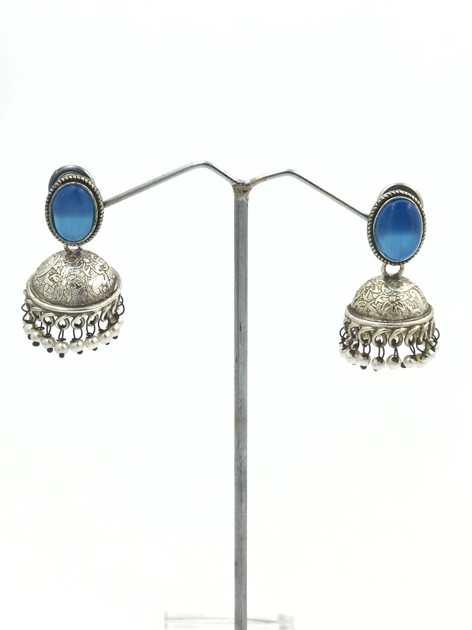 Blue Antique Jhumkis