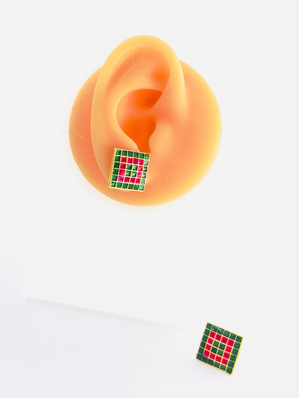 Green Meenakari Studs