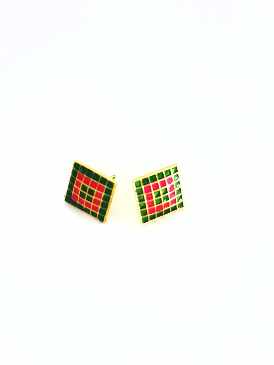 Green Meenakari Studs