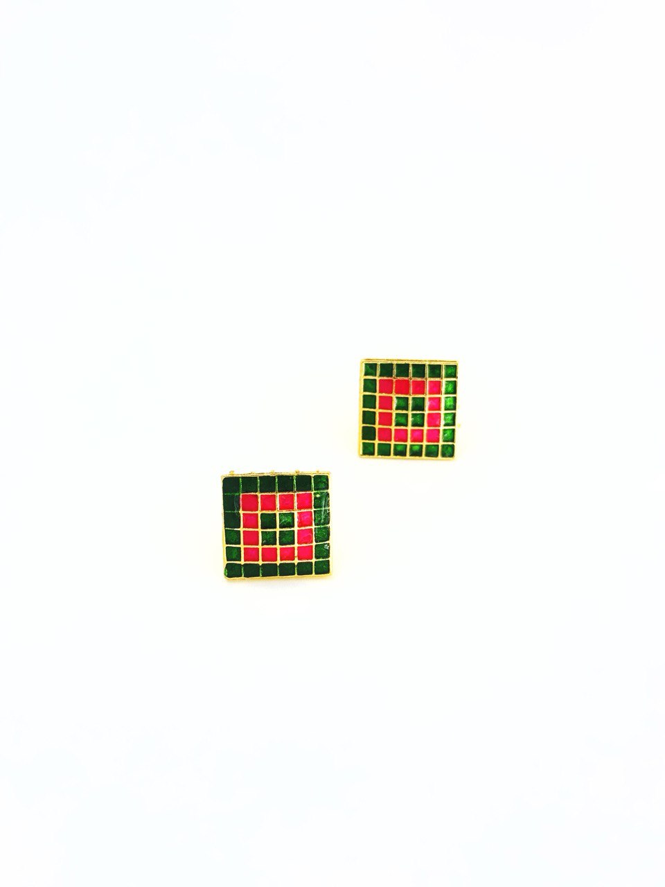 Green Meenakari Studs