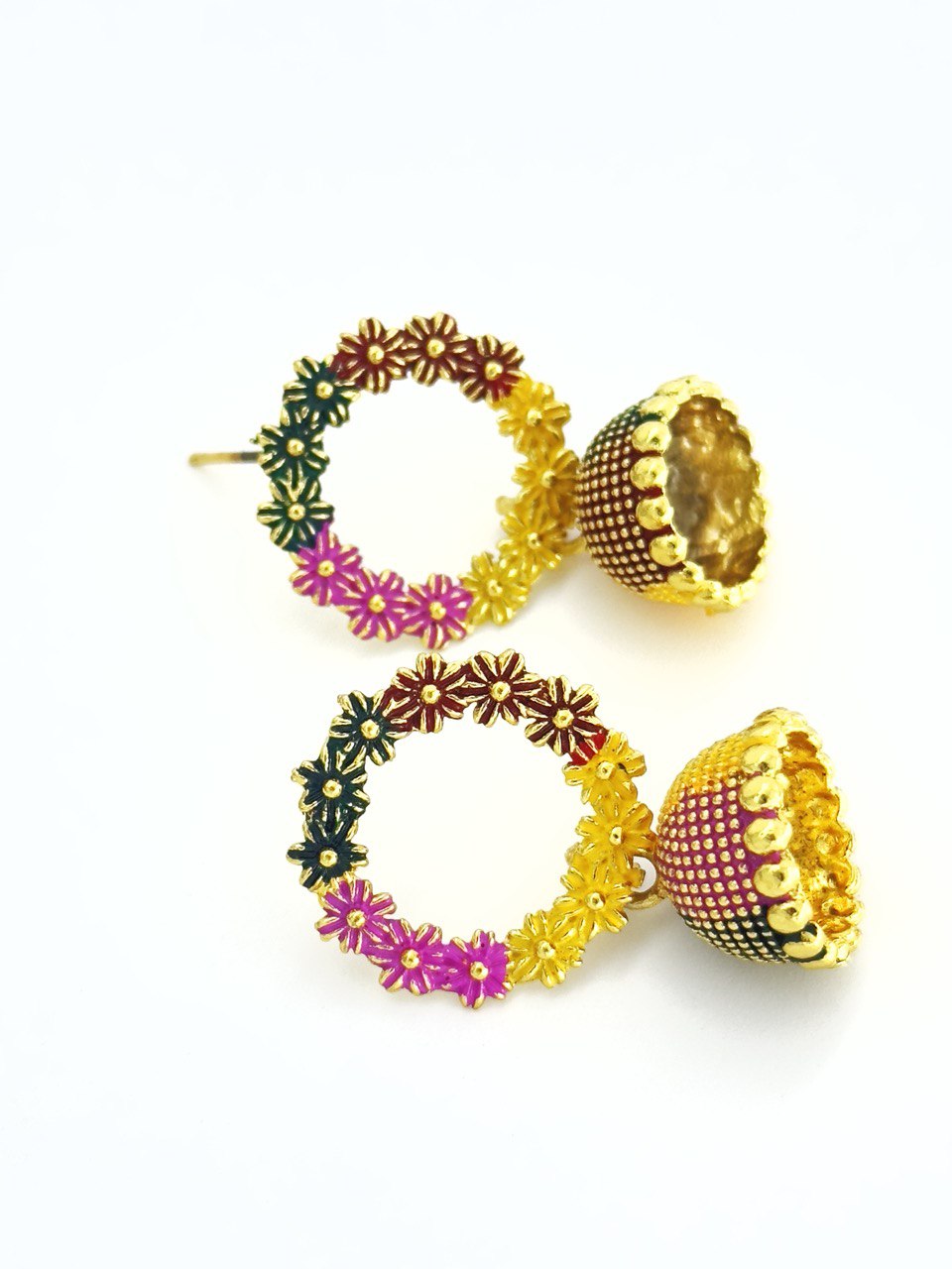 Multicolour Meenakari Jhumkis