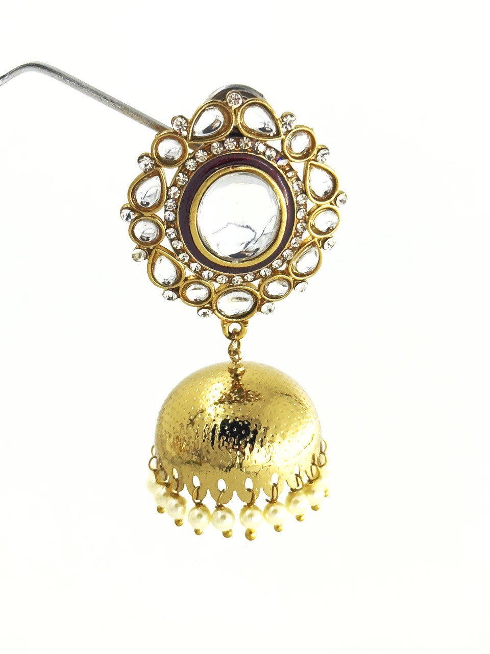 Brown Kundan Jhumkis