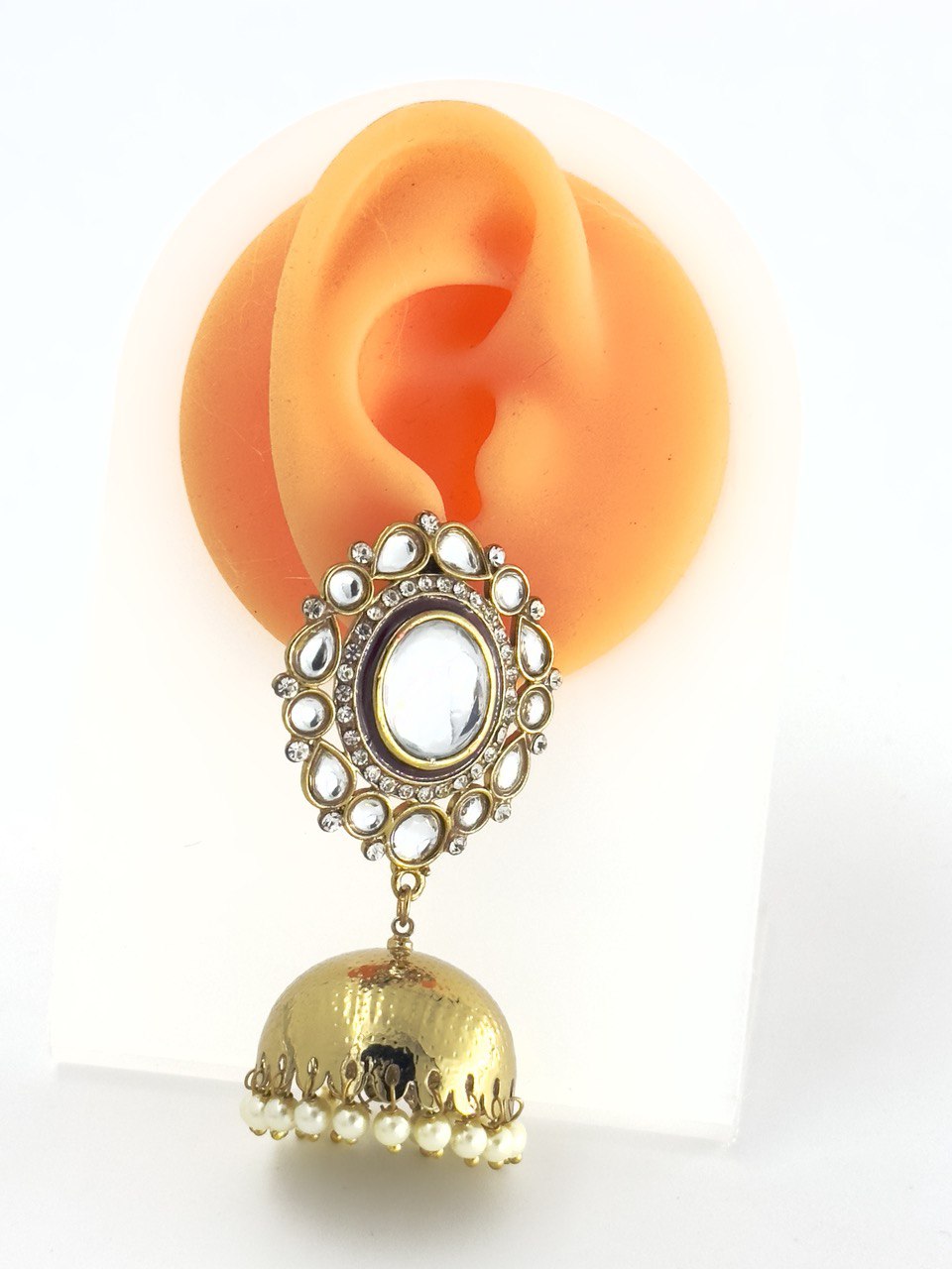 Brown Kundan Jhumkis