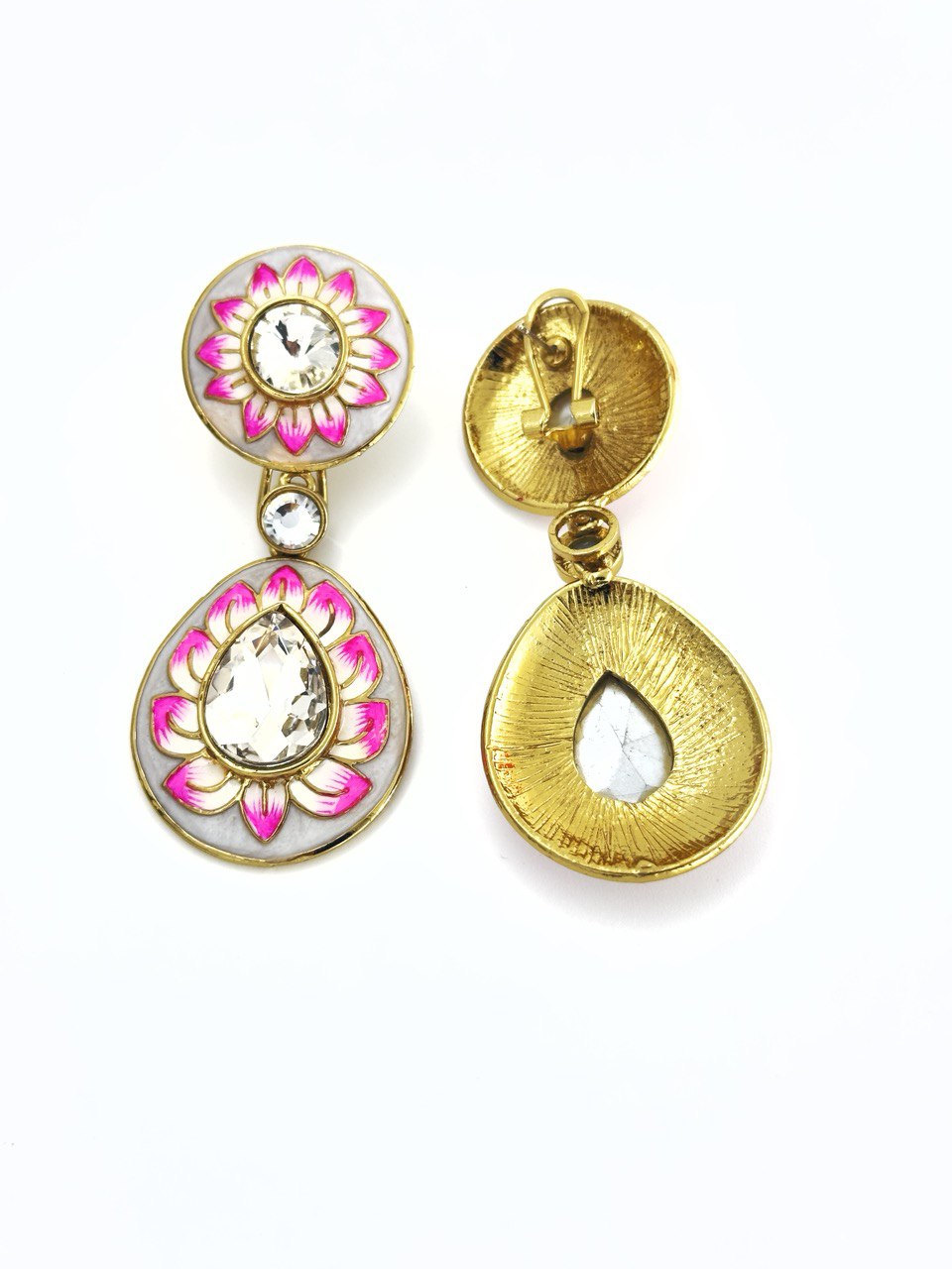 Pink Meenakari dangler