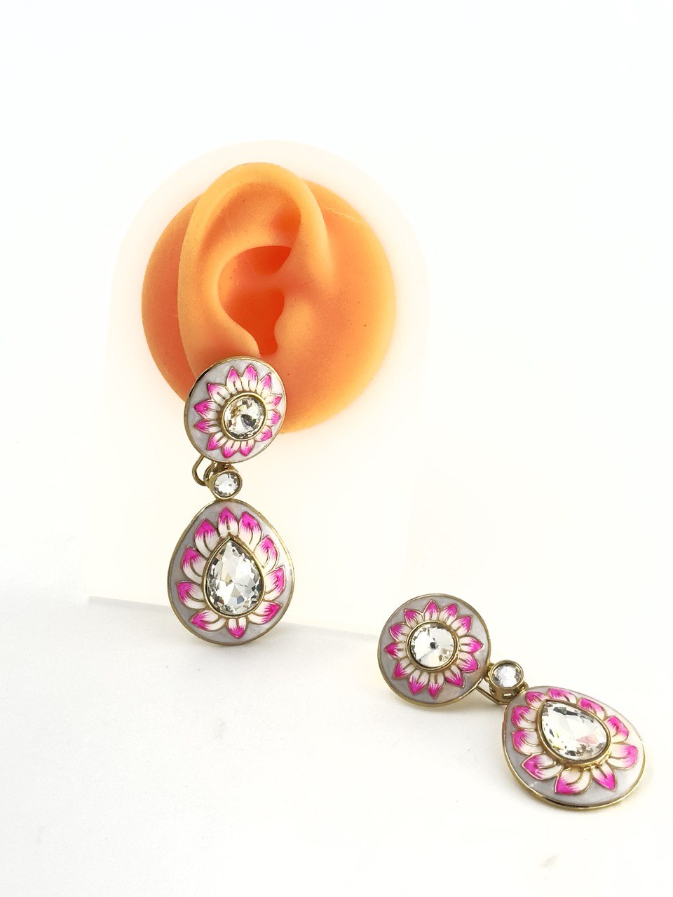 Pink Meenakari dangler