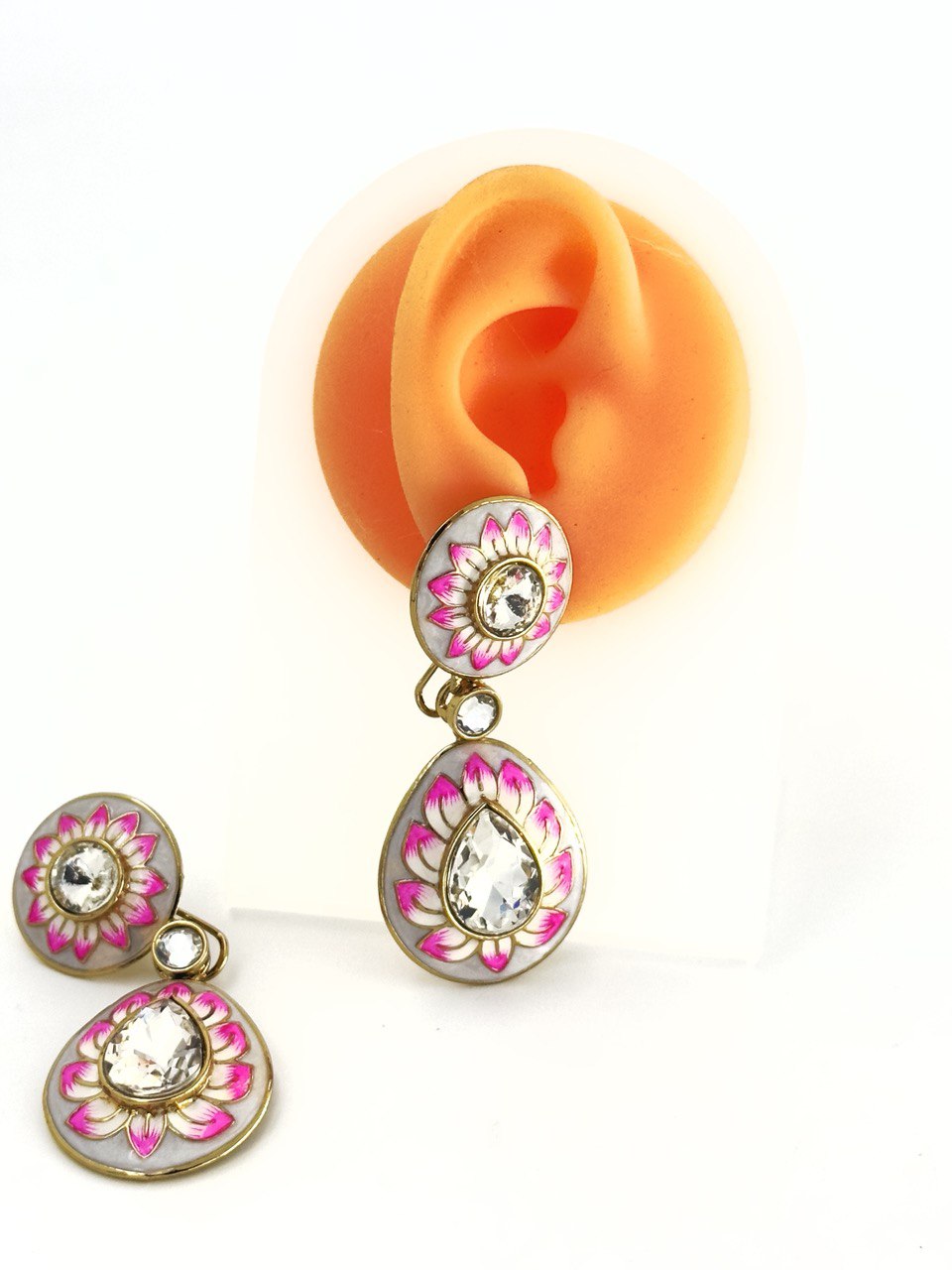 Pink Meenakari dangler