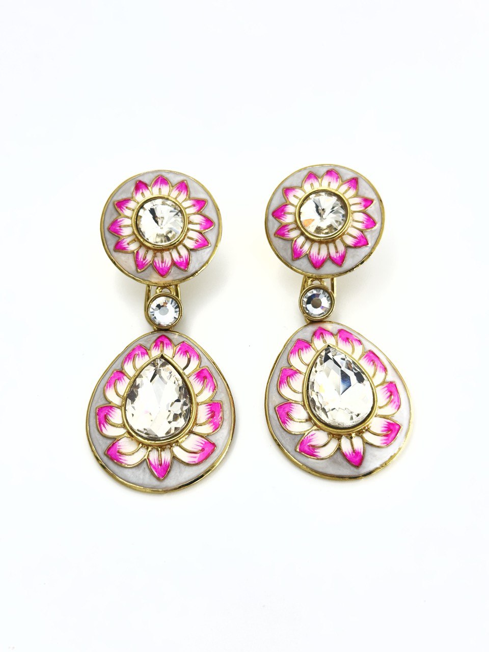 Pink Meenakari dangler