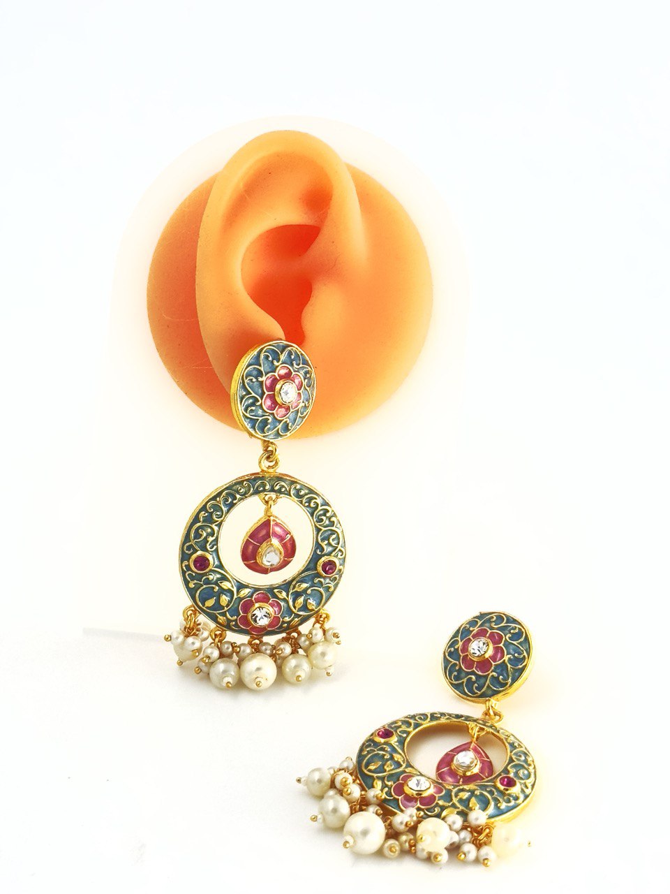 Multicolour Meenakari chandbali