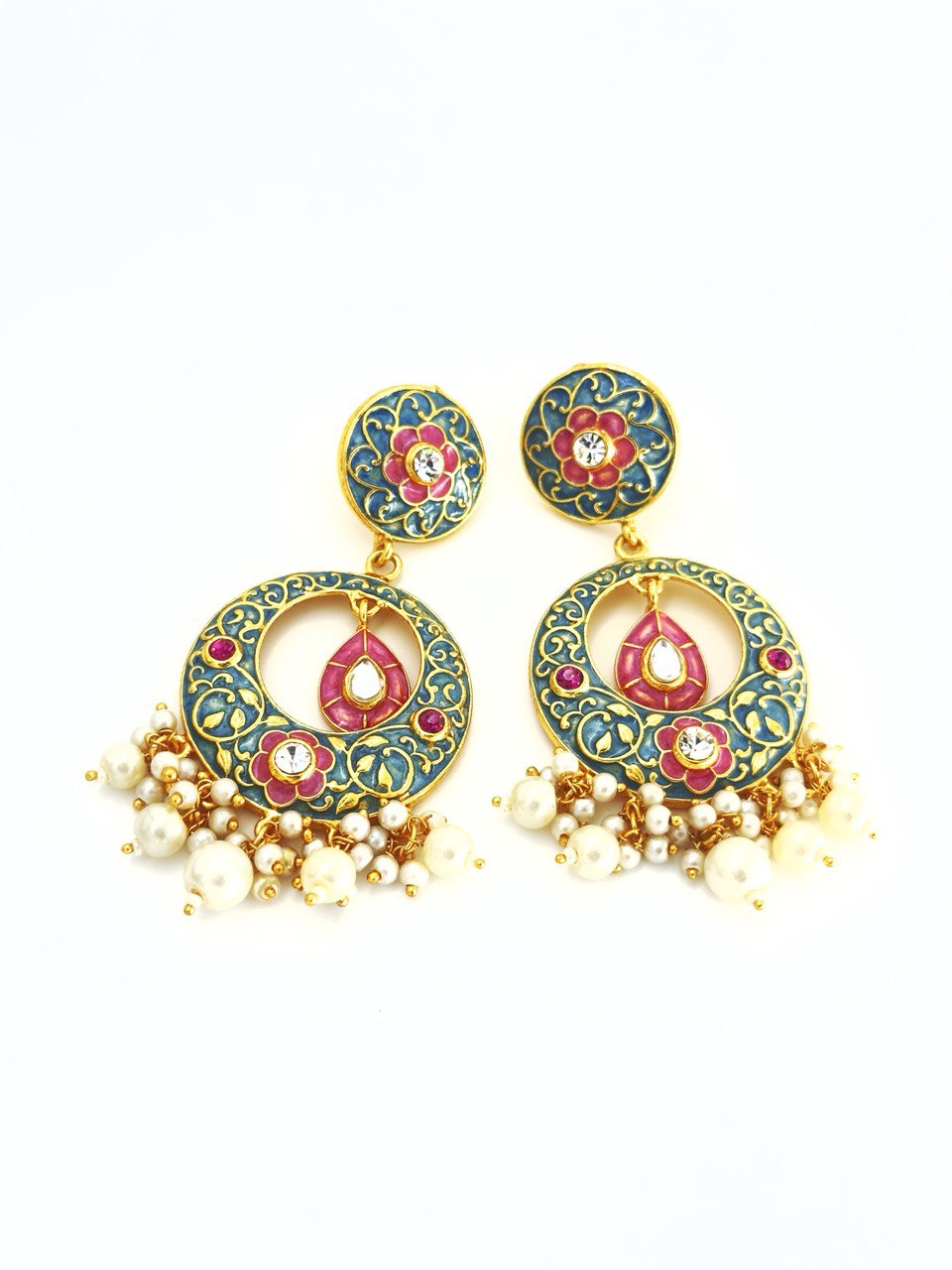 Multicolour Meenakari chandbali