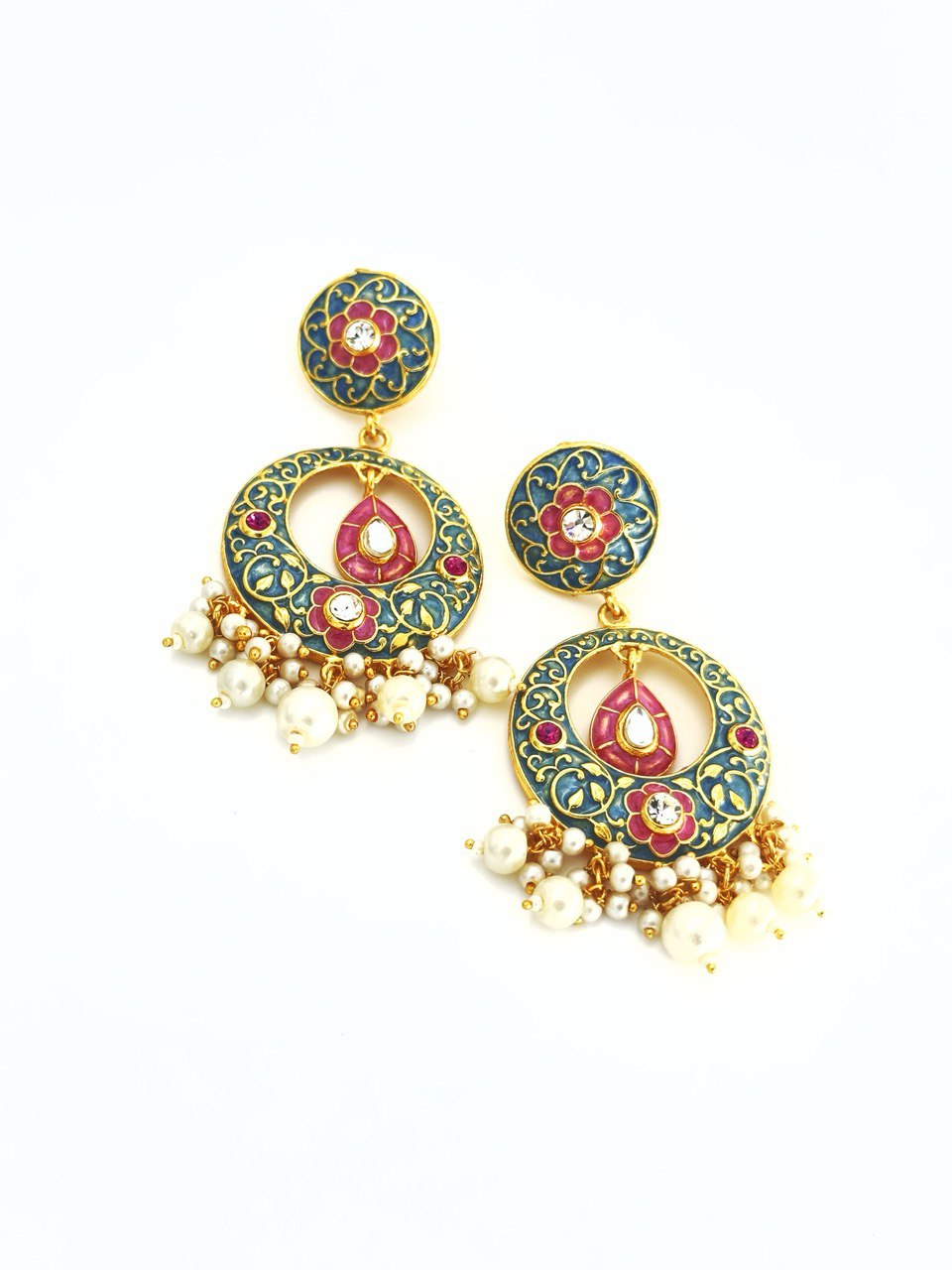 Multicolour Meenakari chandbali