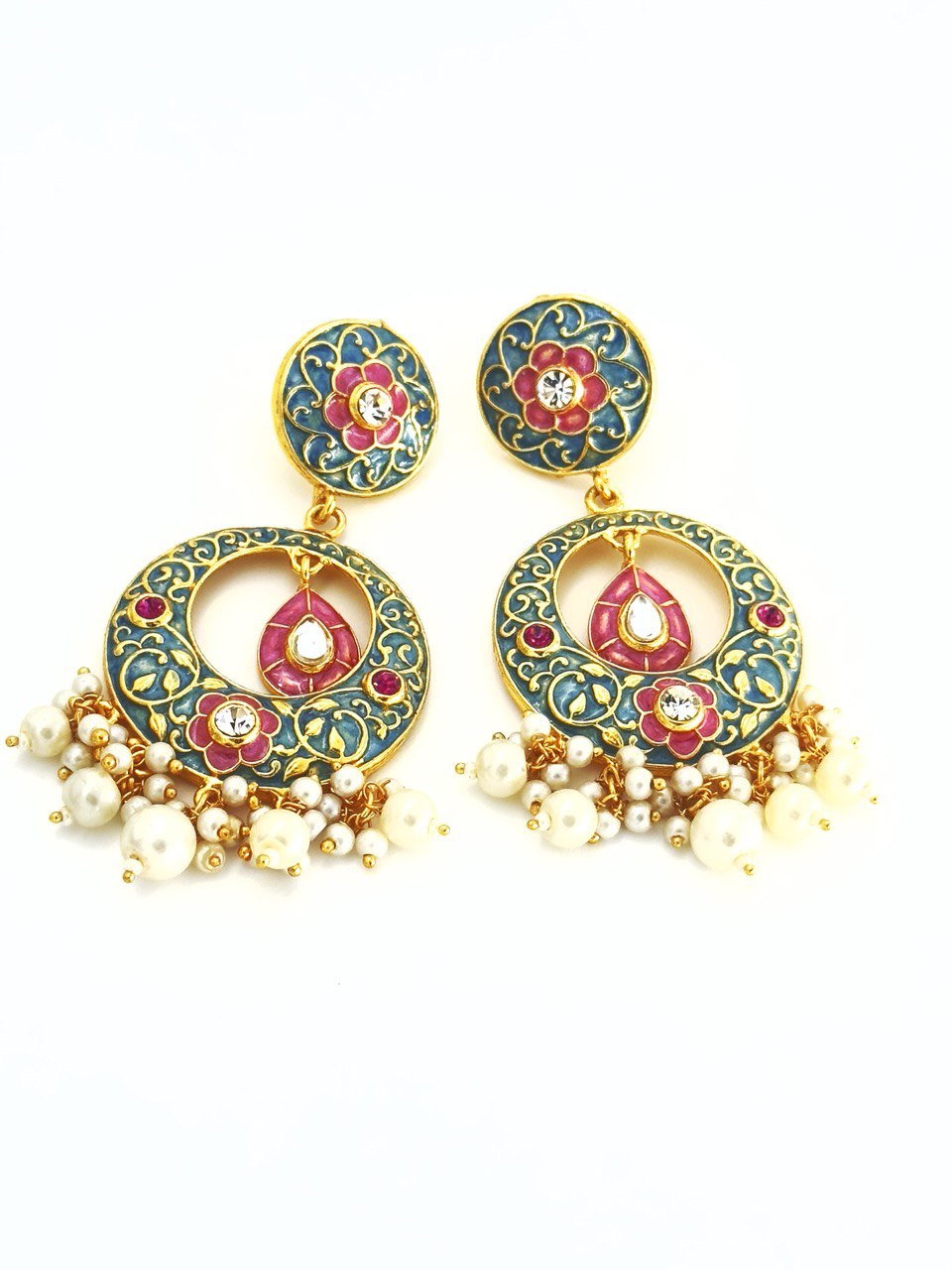 Multicolour Meenakari chandbali