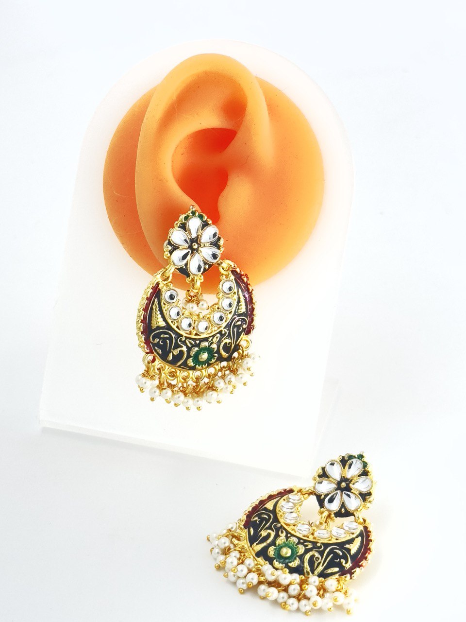 multicolour Meenakari Chandbali