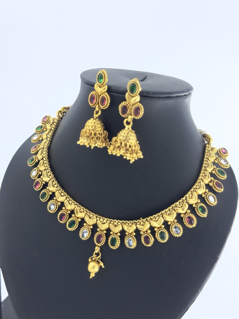 Avyana multicolour gold plated necklace set