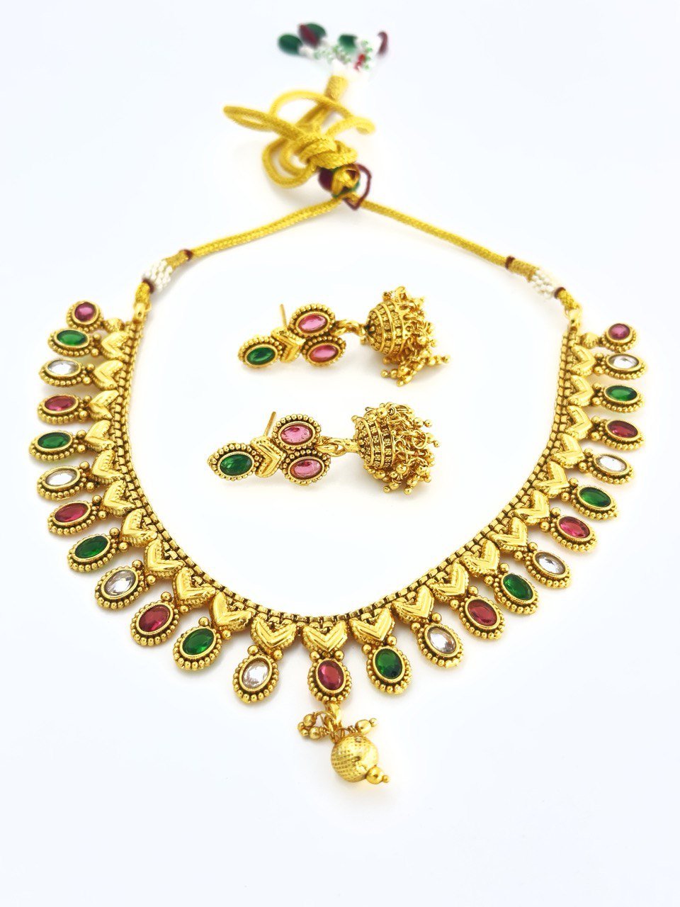 Avyana multicolour gold plated necklace set