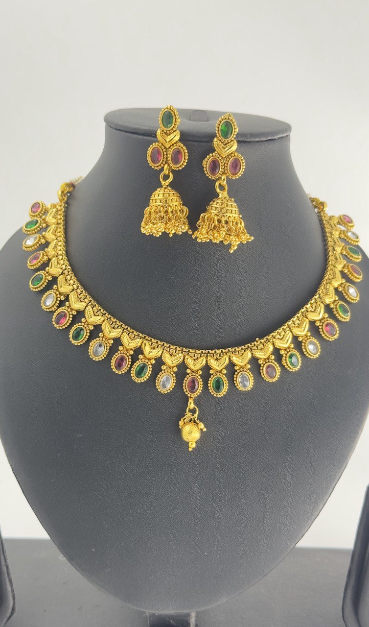 Avyana multicolour gold plated necklace set