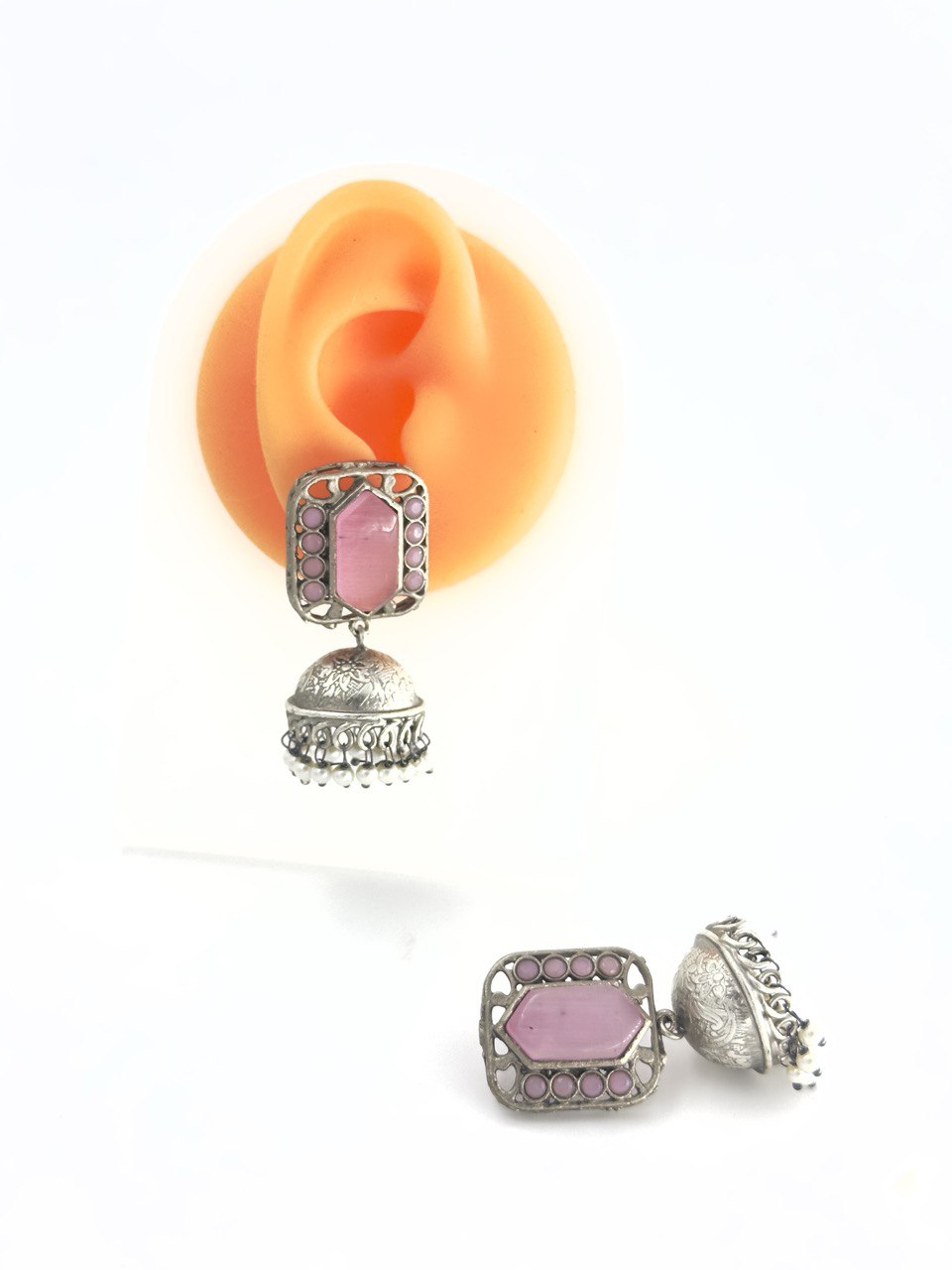 Pink Antique Jhumkis