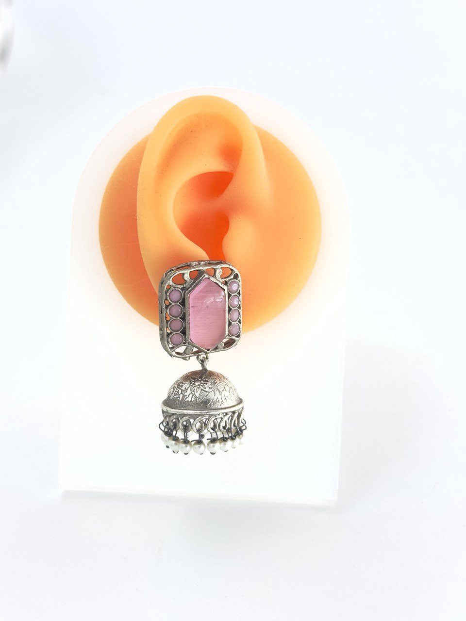 Pink Antique Jhumkis