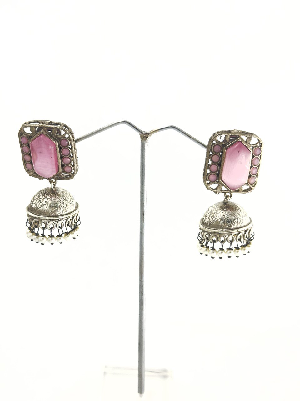 Pink Antique Jhumkis