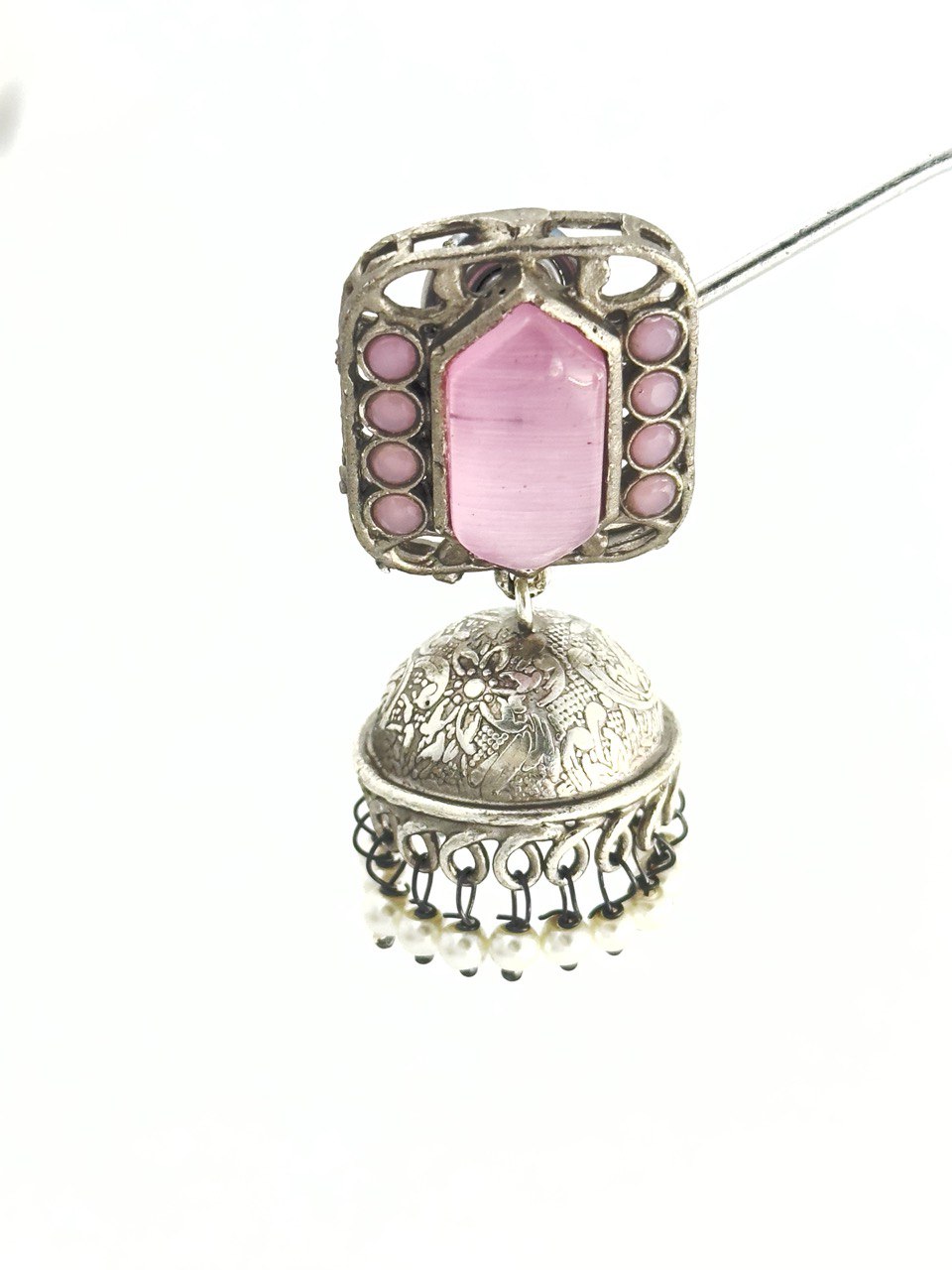 Pink Antique Jhumkis