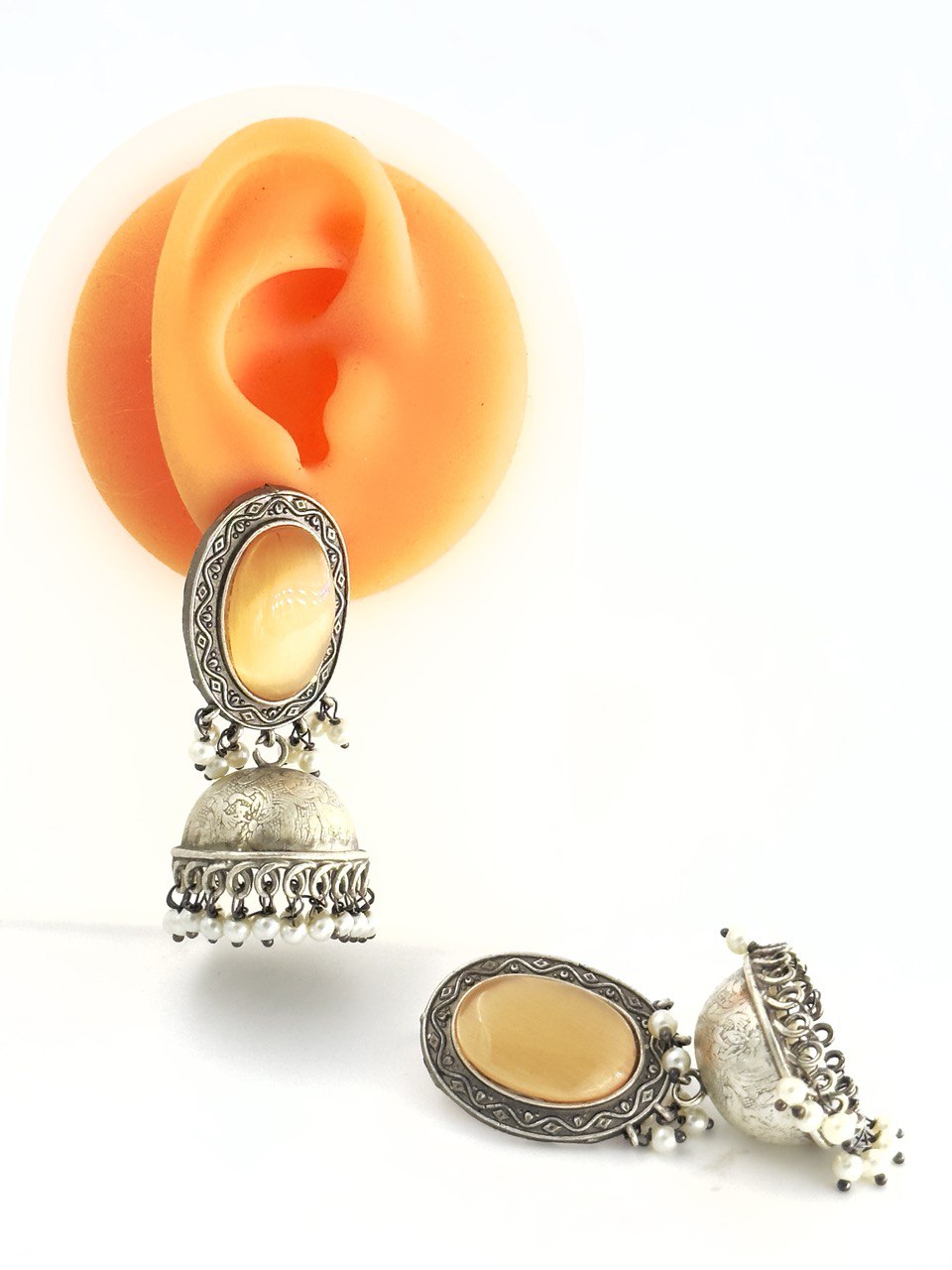Orange Antique Jhumkis
