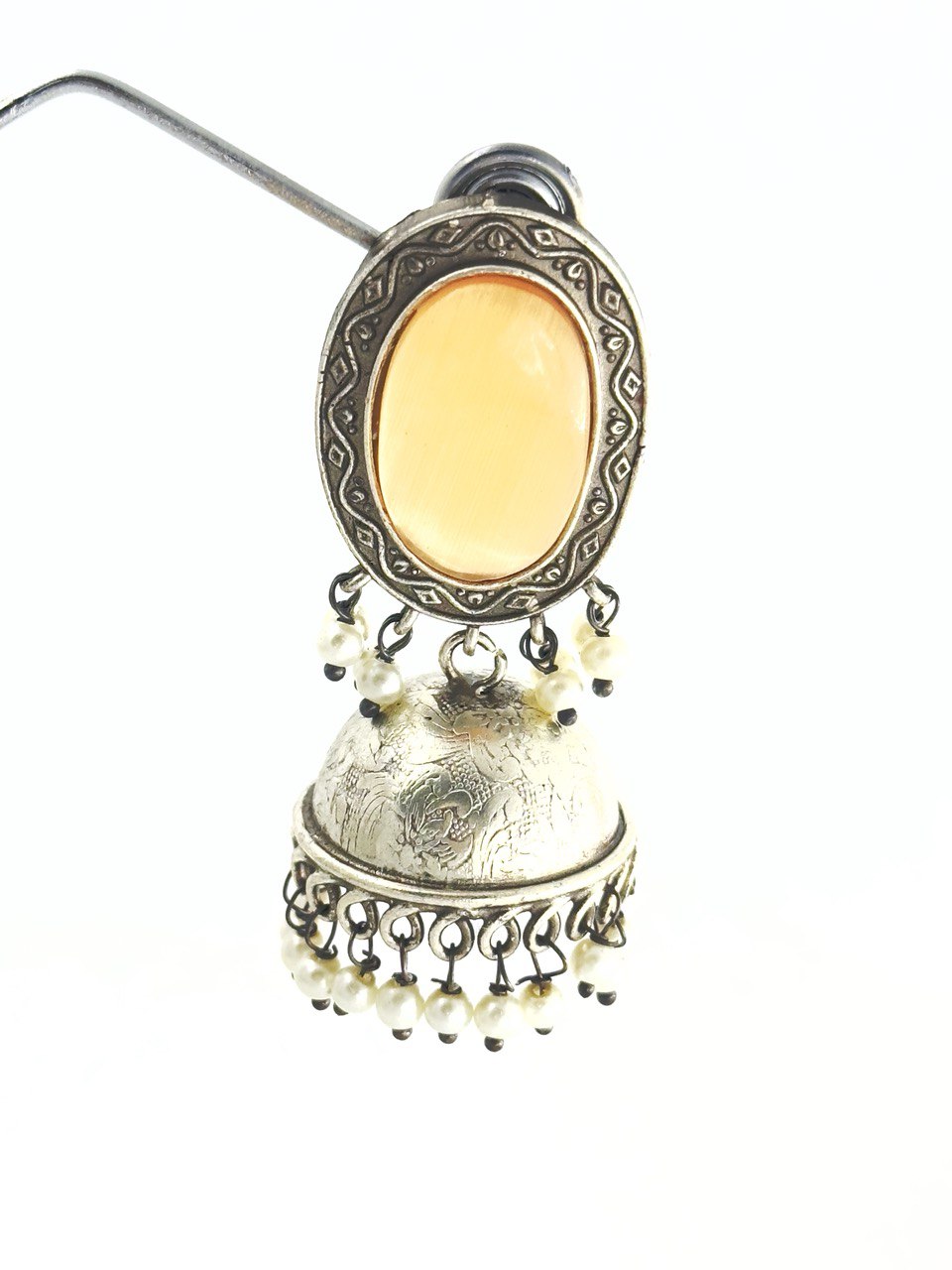 Orange Antique Jhumkis