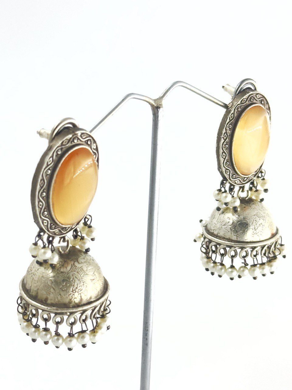 Orange Antique Jhumkis