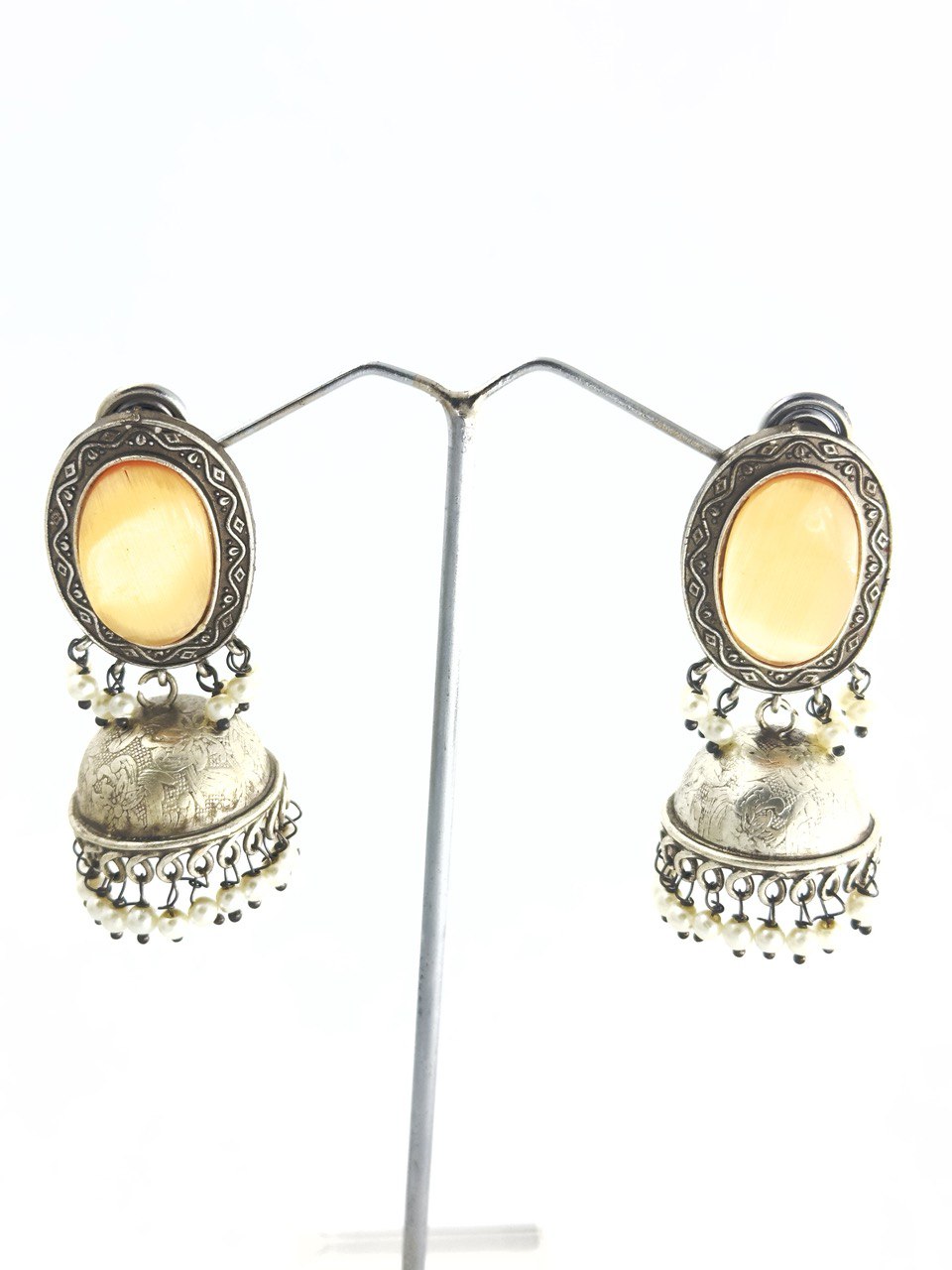 Orange Antique Jhumkis