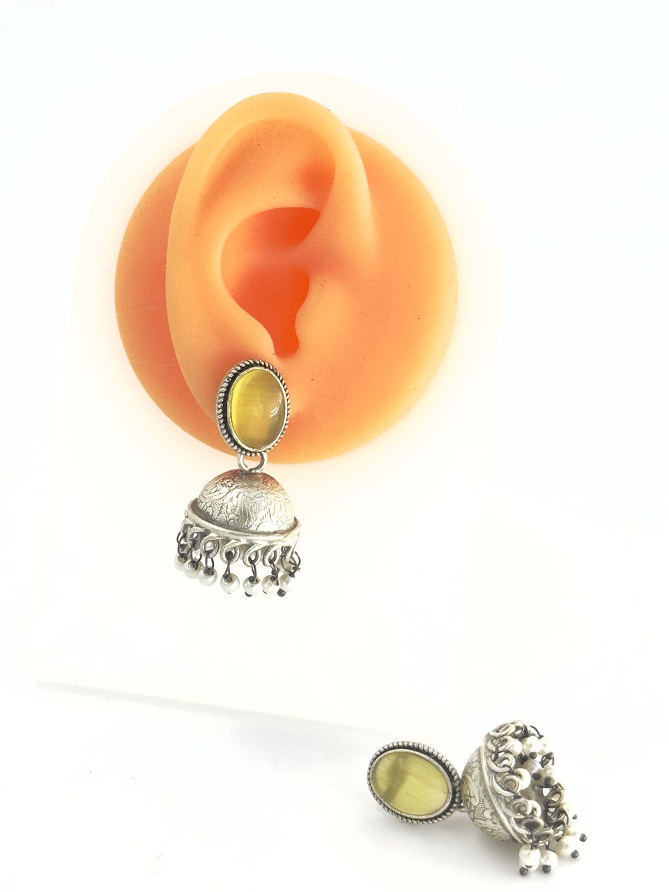 yellow Antique Jhumkis