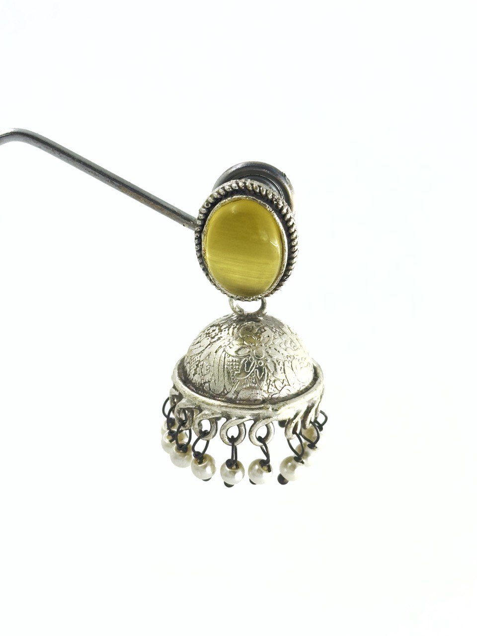 yellow Antique Jhumkis