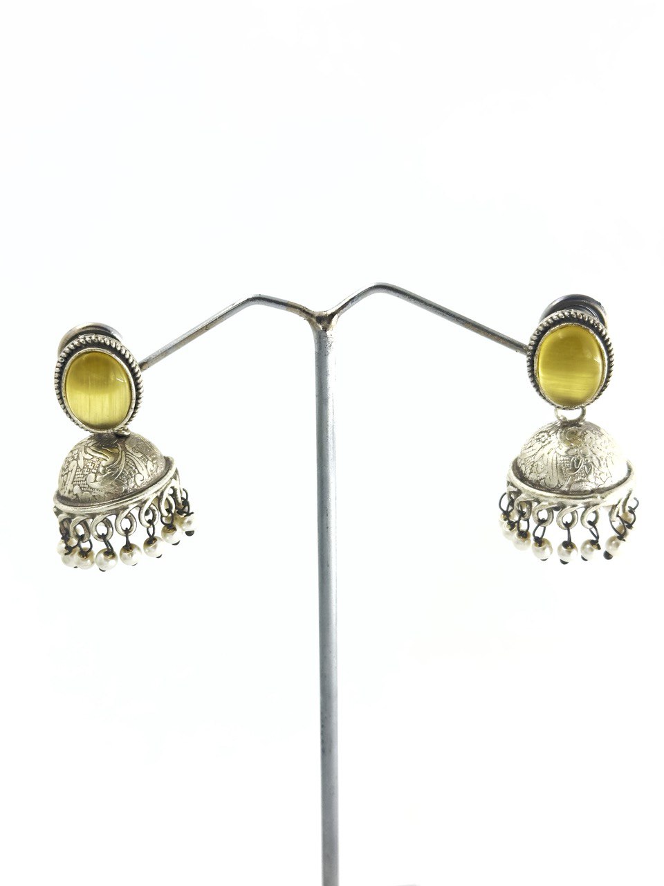 yellow Antique Jhumkis