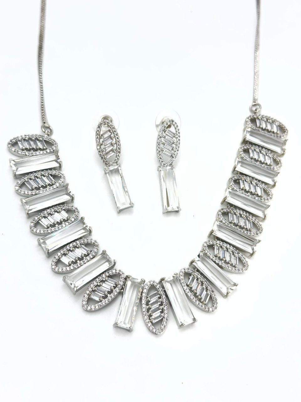 Rhodium zircon Necklace set