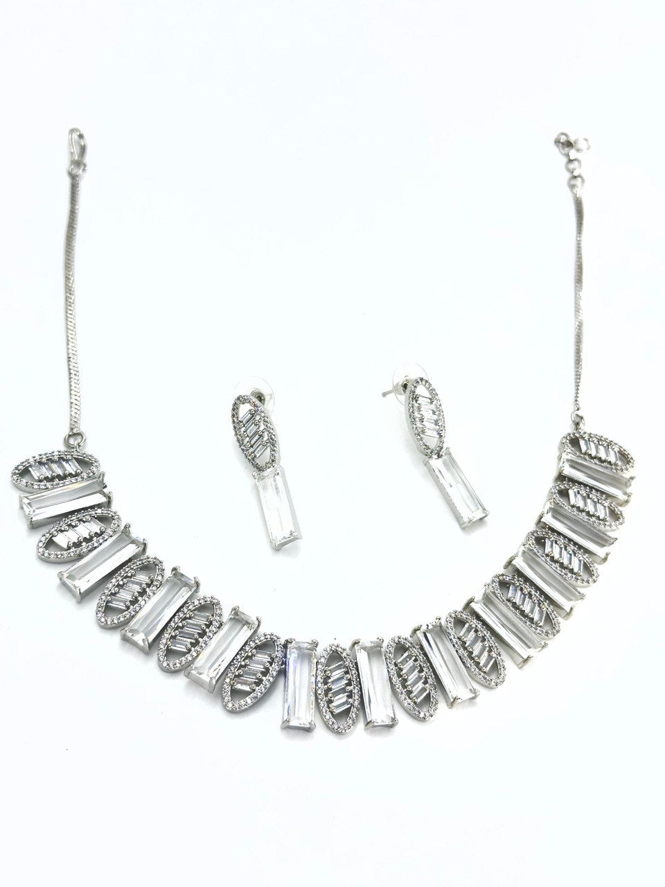 Rhodium zircon Necklace set