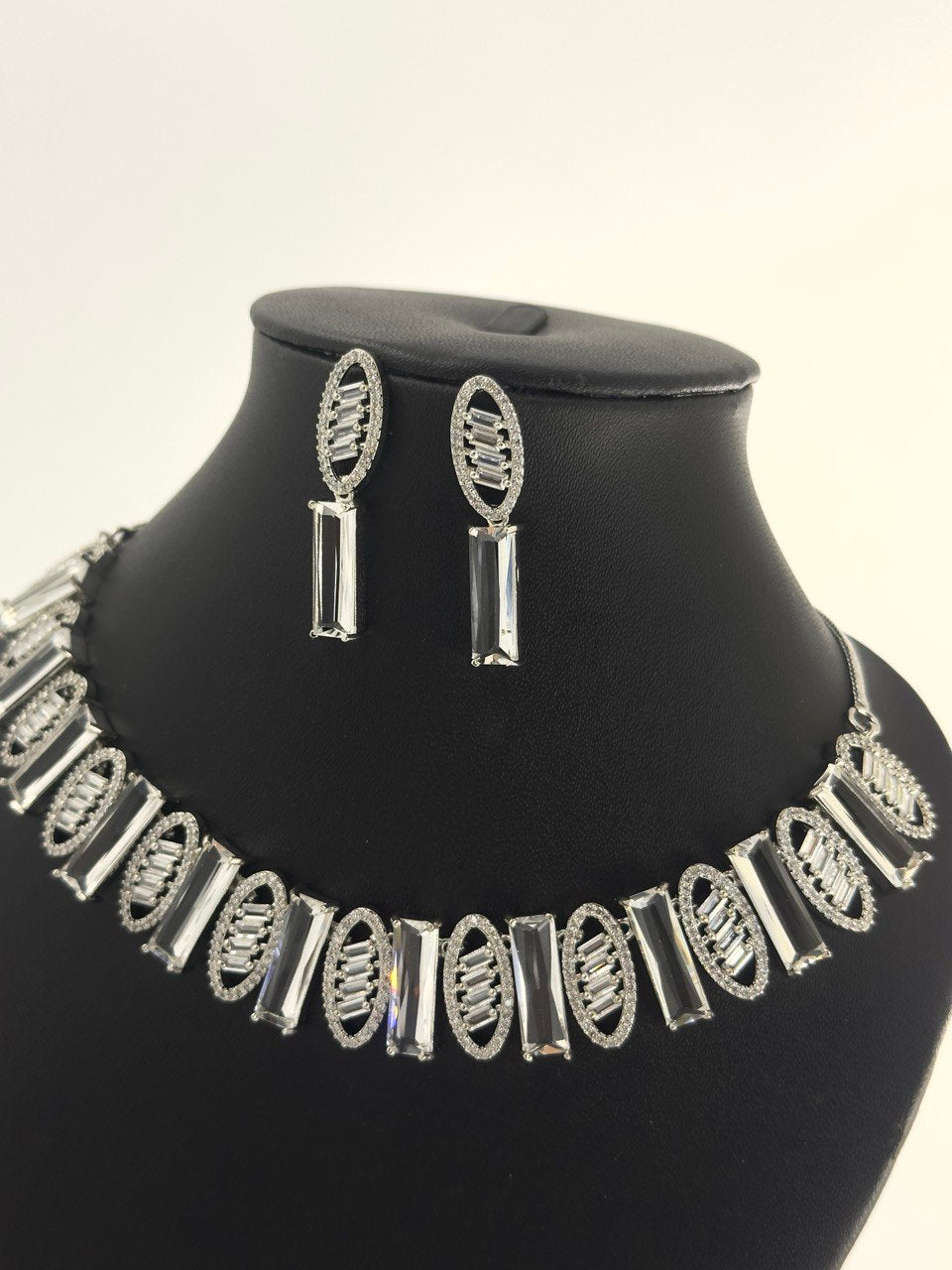 Rhodium zircon Necklace set