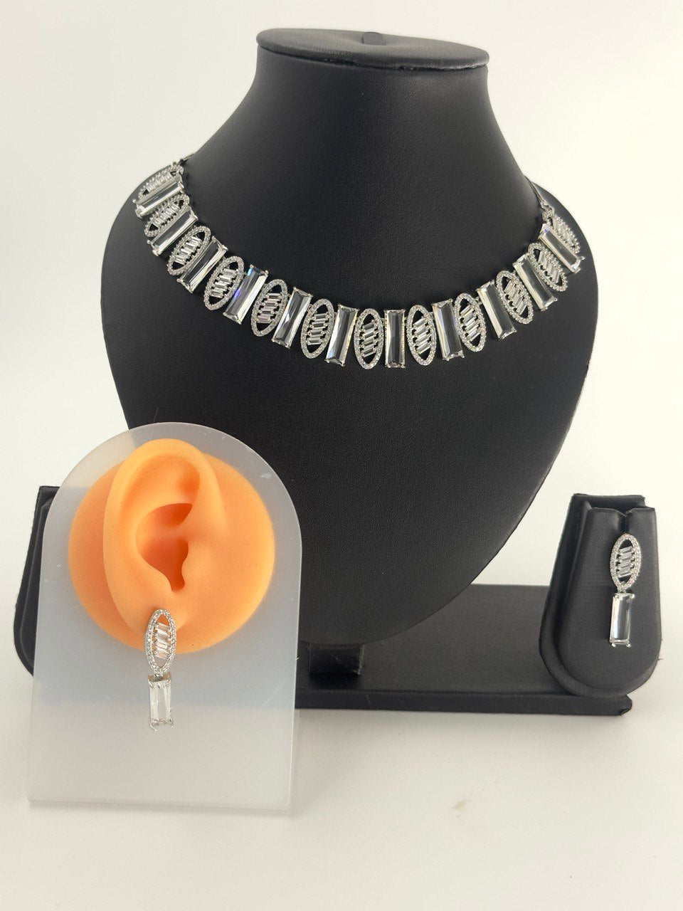 Rhodium zircon Necklace set