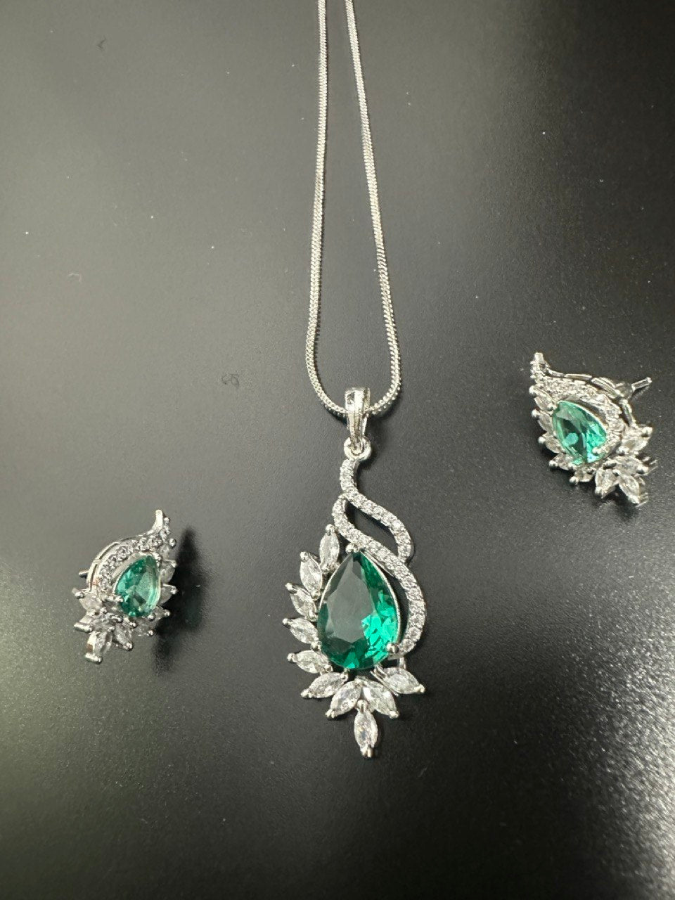 Sea Green American Diamond Necklace set